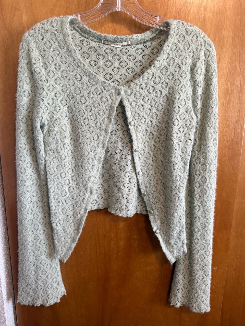 Kimchi Blue Sage Green Textured Knit Button Cardigan